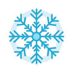 Flat design blue snowflake icon on black background