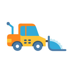 Cartoon Bulldozer Icon on Black Background Illustration