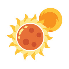 Two Cartoon Suns, Vector Graphics, Isolated on Black