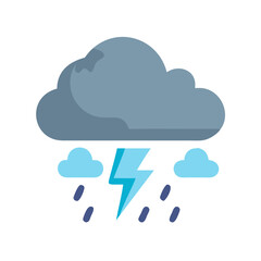 Rain and Lightning Weather Icon on a Black Background