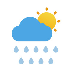 Sunny Shower Weather Icon with Sun and Rain