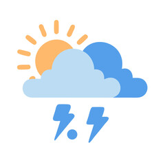 Severe Weather: Sun, Clouds, Lightning on Black Background