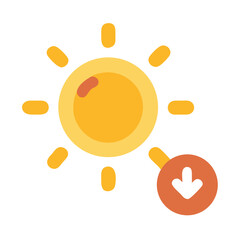 Sun icon with downward arrow, decrease sun exposure