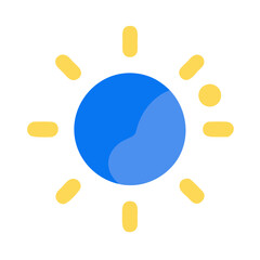 Vector Blue Sun with Yellow Rays Icon Illustration