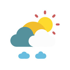 Weather Icon: Sun behind Clouds with Rain Symbol