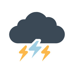 Storm Cloud with Lightening Illustration Isolated on Black