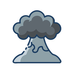 Simple cartoon volcano icon on black background illustration
