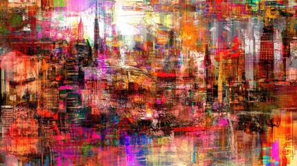 Abstract Cityscape: A Vibrant Tapestry of Urban Textures and Colors