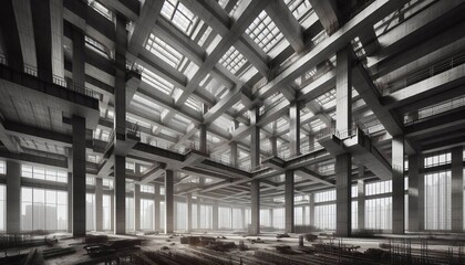 Exposed Structure Interior Beams columns and structural slabs vi