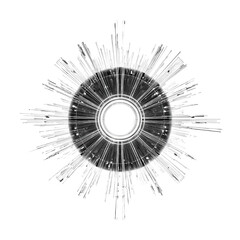 Obraz premium Abstract Black and White Radial Burst Design with Central Circle