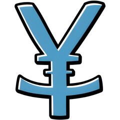 Obraz premium A stylized illustration of the Yen symbol in a bold, light blue color with a thick black outline. Perfect for finance or economics themed projects.