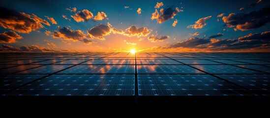 Sunset Solar Panel Field.