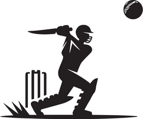 cricket player batting silhouette