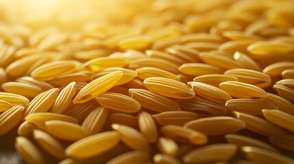 Golden cooked rice closeup texture food photography