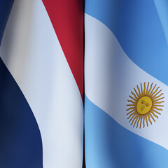 Waving Flags Of France And Argentina