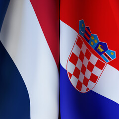 Waving Flags Of France And Croatia