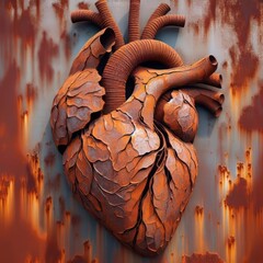 Rusted Metal Heart A life sized anatomical heart sculpture const