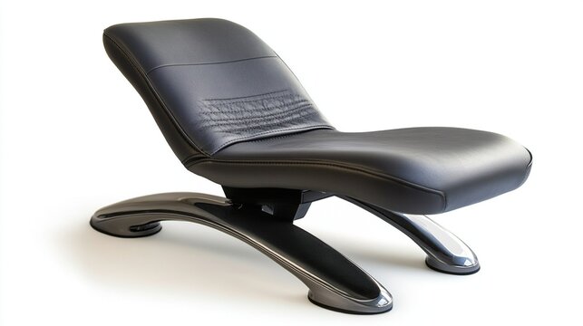 recommend clip art: Modern black leather recliner chair with chrome legs.