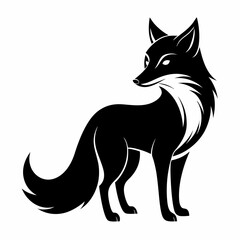 Black Fox Silhouette Vector