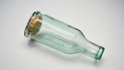 Fototapeta premium Empty glass bottle with cork stopper