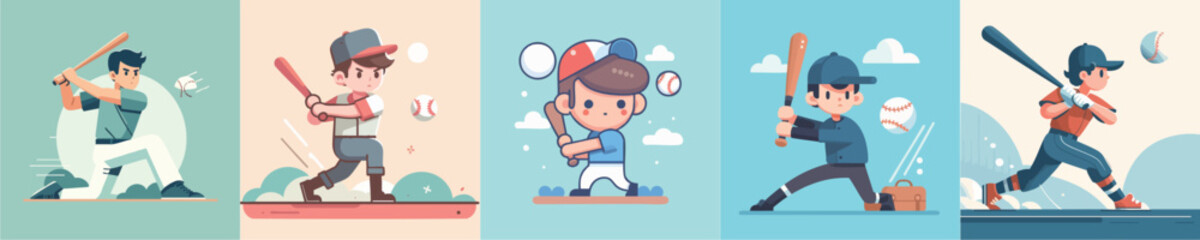 vector of a young man playing golf