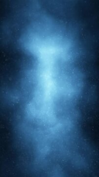 Artistic dark blue cloudy sky with random flying and falling blurred particles loop vertical background.