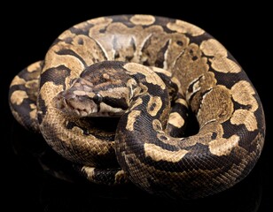 Obraz premium Snake on a black background. AI Model,