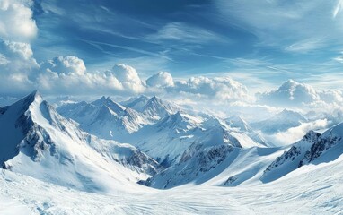 Obraz premium mountain landscape in the Himalayas, mountain, landscape, mountains, snow, sky, nature, alps, peak, travel, view, alpine, clouds, summer, valley, cloud, grass, panorama, green, forest, europe, high, r