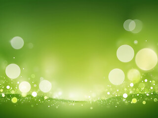 Obraz premium Green Abstract Bokeh Background with Light Sparkles – Modern Bright Defocused Texture AI