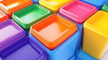 Colorful Plastic Containers Stacked.