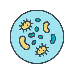 Illustration of Bacteria or Germs on a petri dish