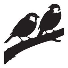 A minimal and unique realistic sparrow silhouette vector style design with a white background.