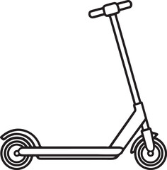 electric kick scooter line art, black outline, vector and illustration, coloring book page line art drawing