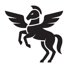 A minimalist vector logo of an armored horse in center perspective.