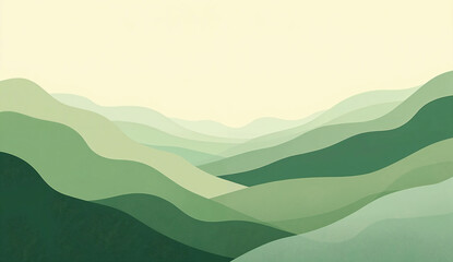 Obraz premium Gentle Green Waves & Warm Cream Tones – Nature-Inspired Eco-Modern Design, Serene Organic Interior Art