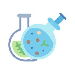 Cute cartoon chemistry beakers with various elements inside