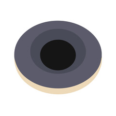 Simple donut shape in grayscale with beige edge