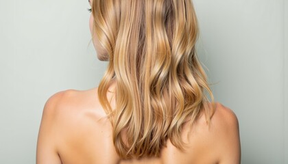 Woman with long blonde hair showcasing healthy hairstyle  