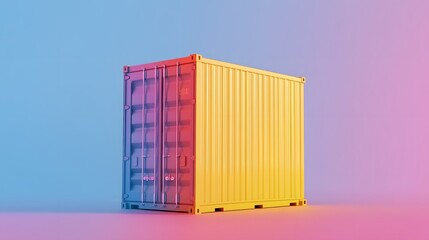 Yellow Cargo Container with Studio Shot.
