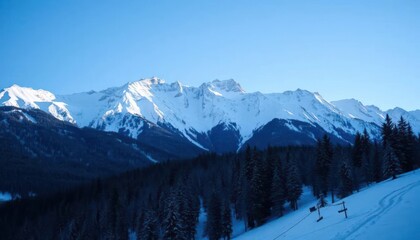 Snowy mountain range at dawn (2)