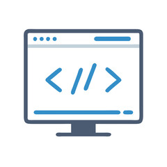 Coding monitor with HTML tags on a black background