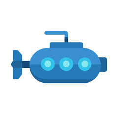 Fototapeta premium Cute cartoon blue submarine on black background vector