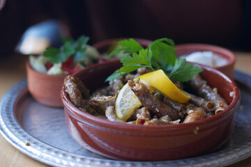 Traditional dolma grape leaves on a plate