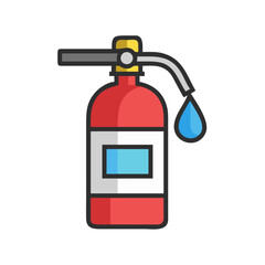 Fire Extinguisher Icon with Water Droplet on Black