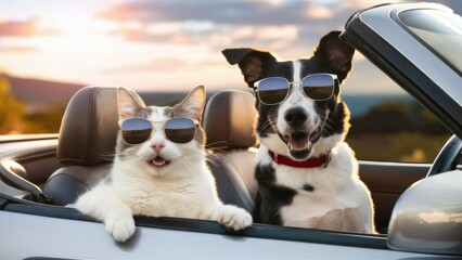 Cat and Dog Driving