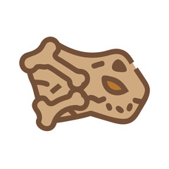 Cartoon Triceratops skull fossil, paleoart design, brown and tan