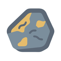 Gray Boulder with Gold Inclusions Isolated Icon Style