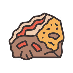 Colorful Cartoon Geologic Rock Formation on Black Background