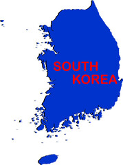 Fototapeta premium South Korea Map And Flag Brush Design Image