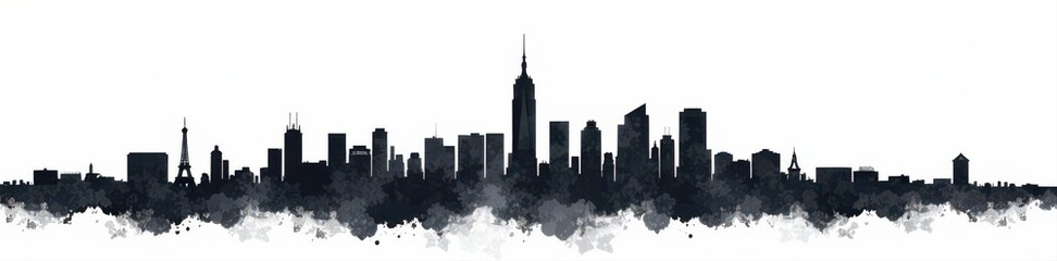 Obraz premium White and black city skyline silhouette on abstract background Perfect for modern brochure , presentation, template